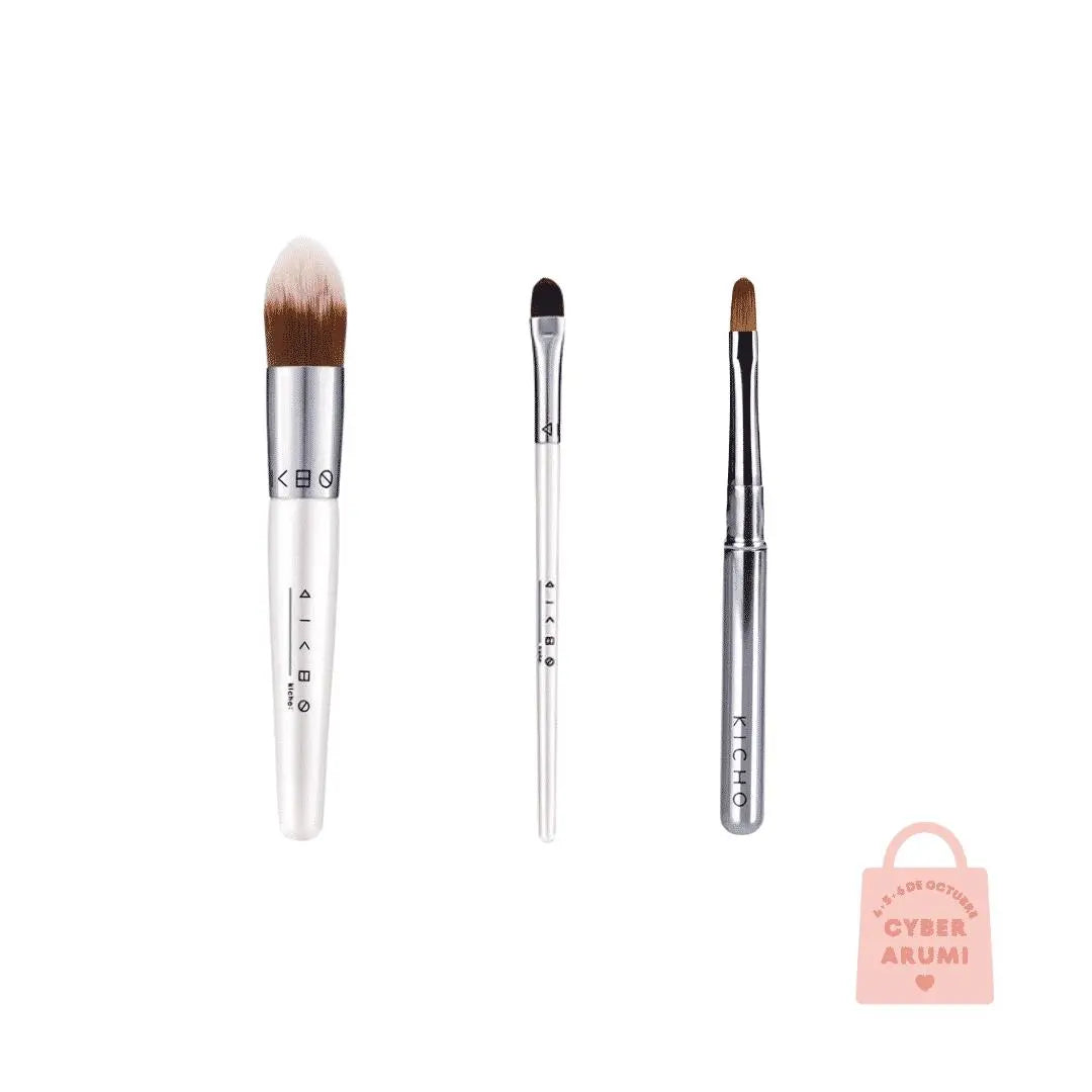 Set Brochas Kicho Foundation + Concealer + Covered Lip Arumi Korean Cosmetics