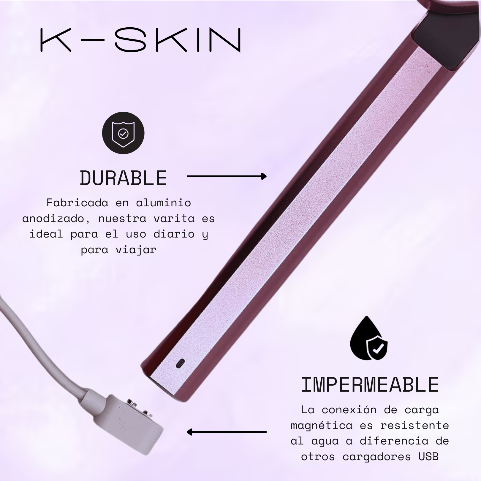 Pack: Masajeador Facial Skincare Luz LED Roja + Sérum Ultra Fluido Ácido Hialurónico 30ml K-SKIN