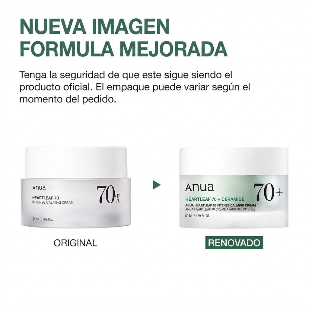 Heartleaf 70+ Ceramide Intense Calming Cream 50ml – Crema Facial Calmante con Ceramidas ANUA