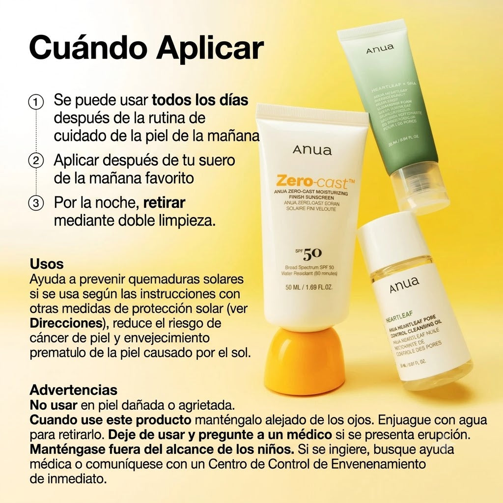 Zero-Cast Finish Sunscreen Protector Solar 50ml ANUA