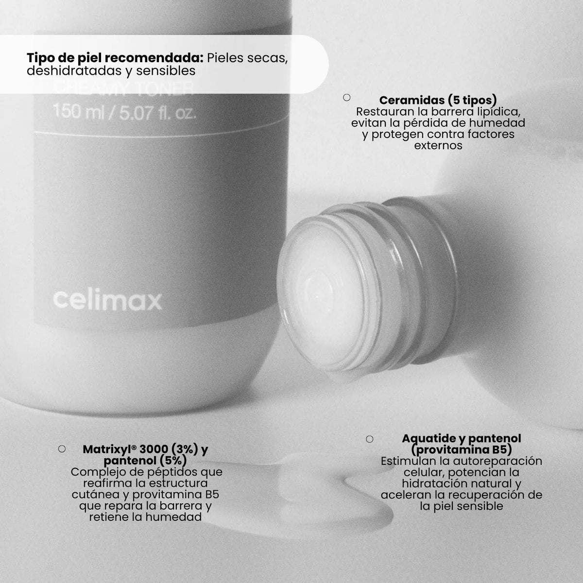 CELIMAX Dual Barrier Creamy Toner 150 ml | Tónico Facial Hidratante y Reparador Arumi Korean Cosmetics