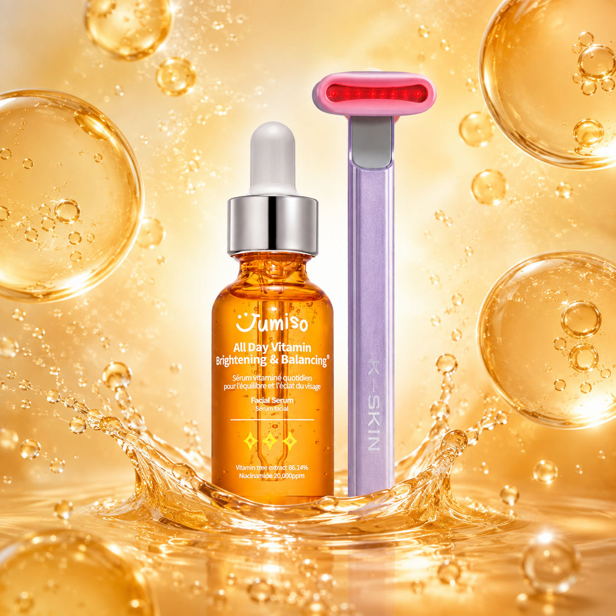 Pack: Masajeador Facial LED + Serun facial iluminador Arumi Korean Cosmetics