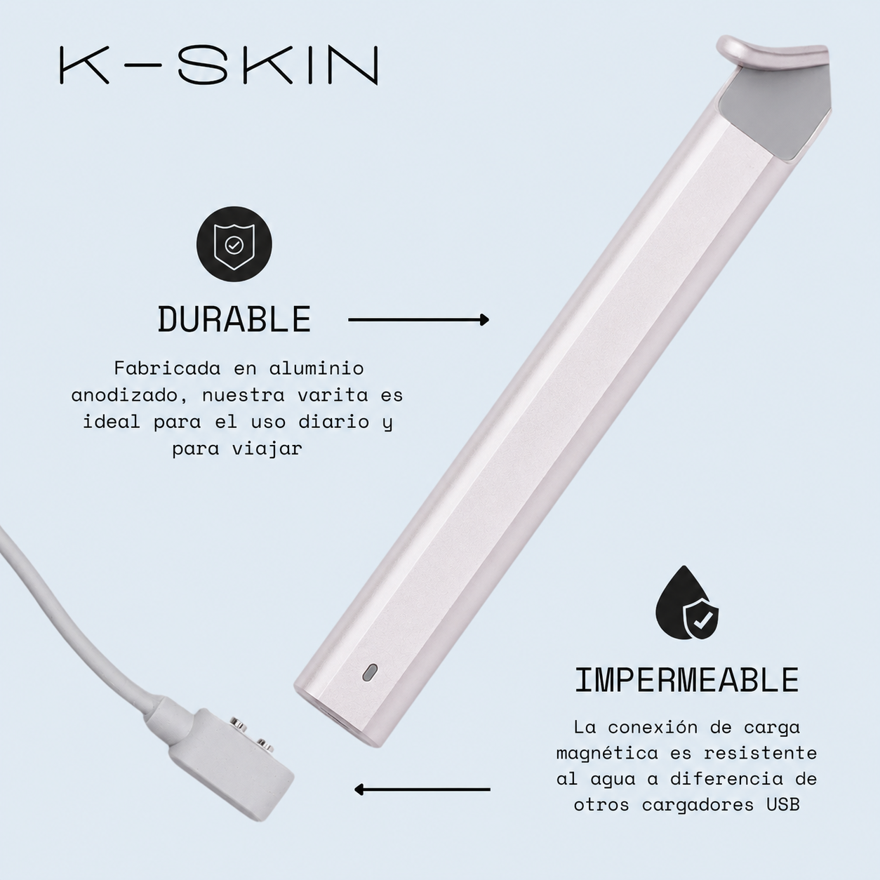 Masajeador Facial Skincare 4 en 1 con Luz LED Rojo Oro Rosa K-Skin