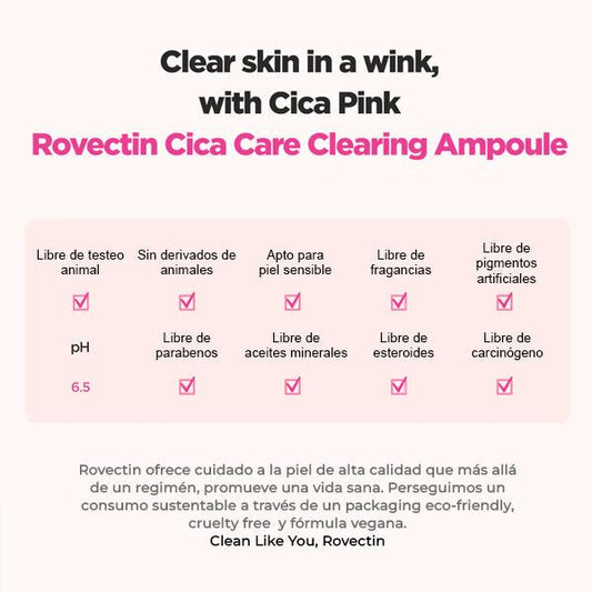 Rovectin - Cica Care Clearing Ampoule 30ml - Arumi Korean Cosmetics