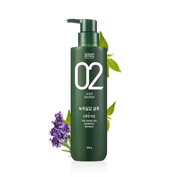 02 Scalp Nourish The Green Tea Shampoo Refresh 17.6oz (530ml) - Amos Professional - Arumi Korean Cosmetics