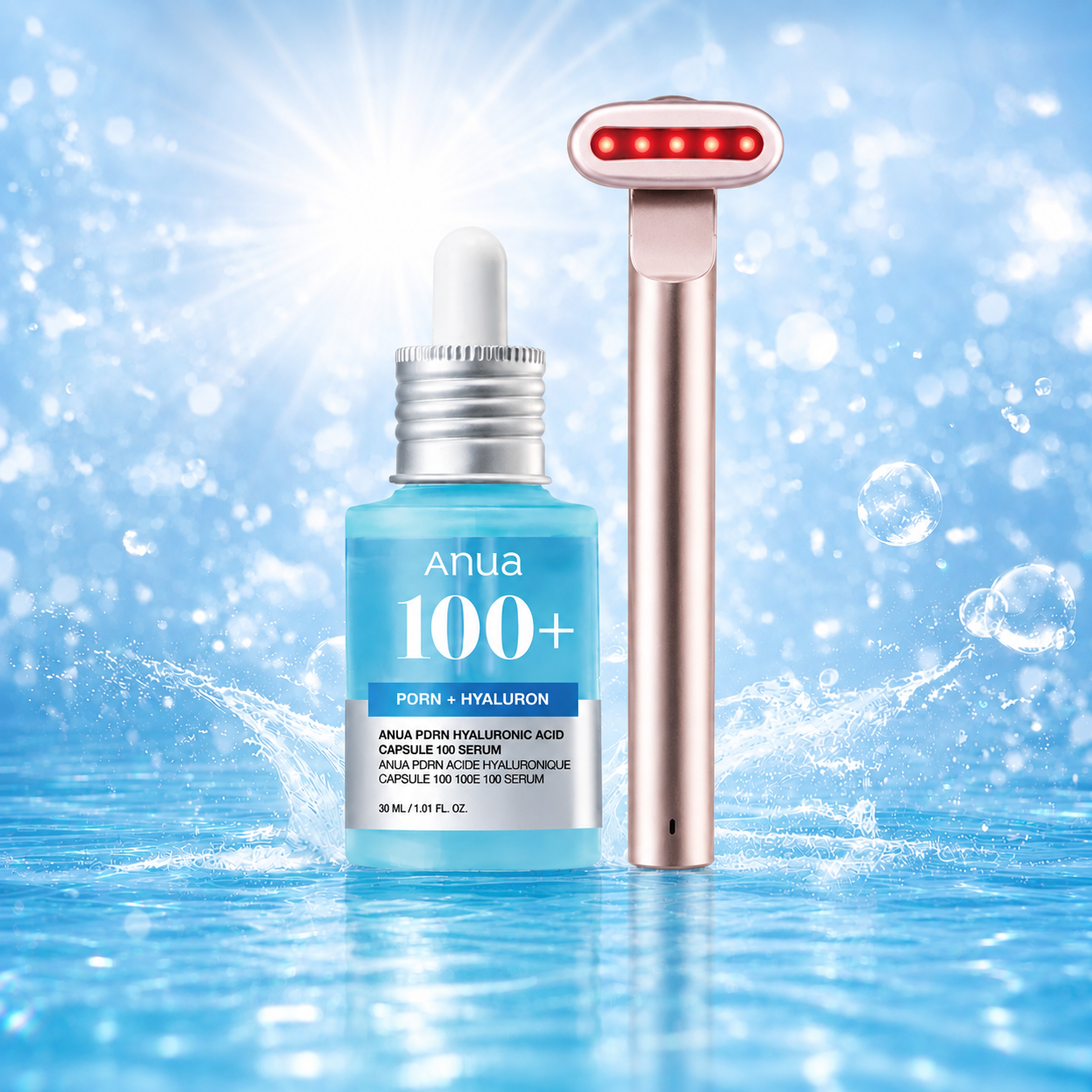 Pack: Masajeador Facial Skincare Luz LED Roja + Sérum PDRN Hyaluronic Acid Capsule 30ml K-SKIN