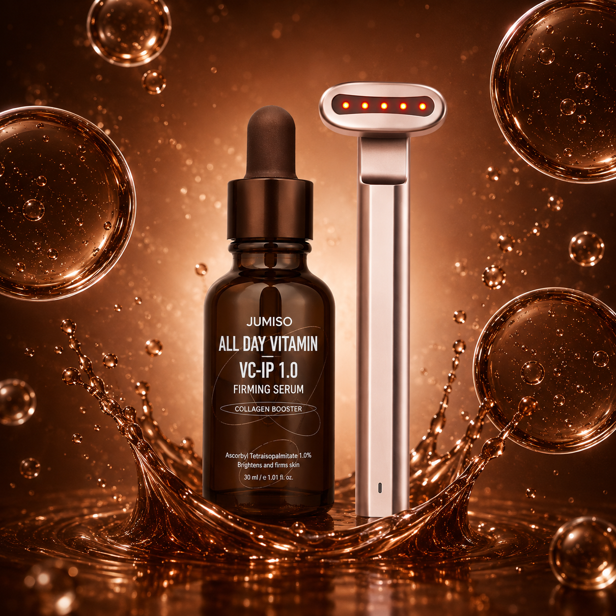 Pack: Masajeador Facial LED + Sérum Facial Reafirmante con Vitamina C Arumi Korean Cosmetics