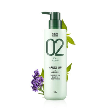 02 Scalp Nourish The Green Tea Shampoo Moisturizing 17.6oz (530ml) - Amos Professional - Arumi Korean Cosmetics