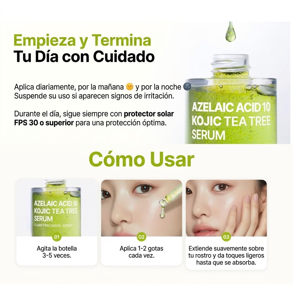 Azelaic Acid 10 Kojic Tea Tree Serum 30 ml – Sérum para Acné y Manchas Arumi Korean Cosmetics