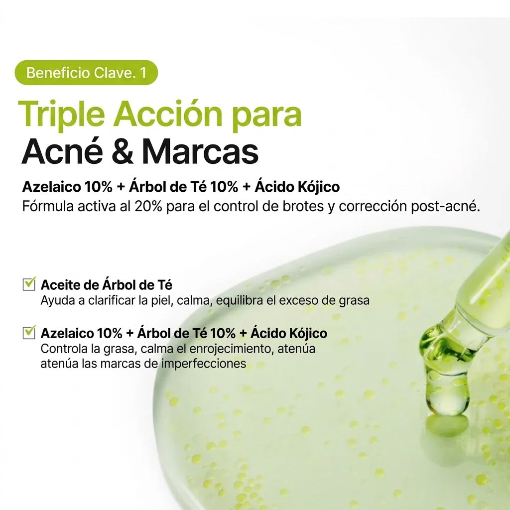 Azelaic Acid 10 Kojic Tea Tree Serum 30 ml – Sérum para Acné y Manchas Arumi Korean Cosmetics