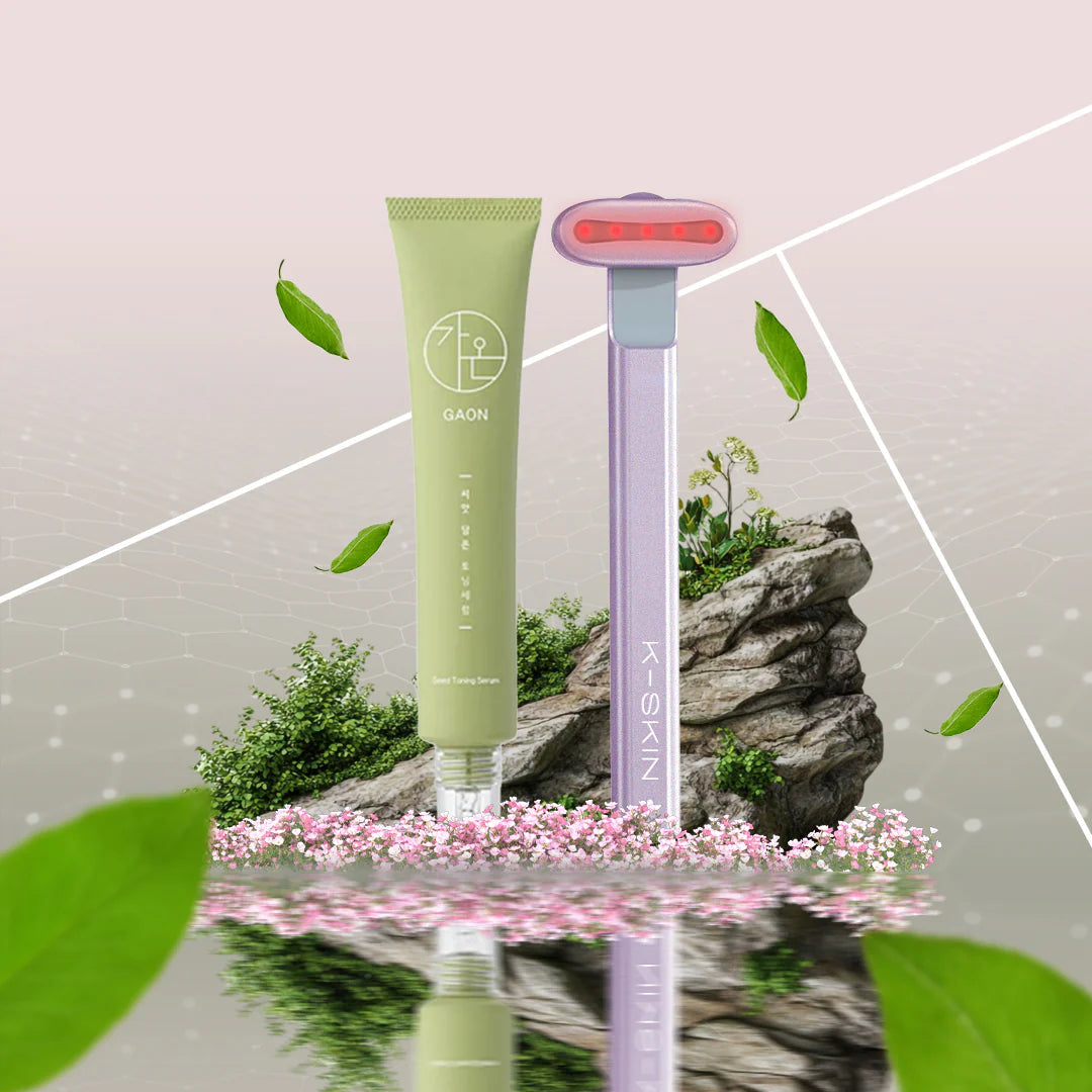 Pack: Masajeador Facial Skincare Luz LED Roja + Sérum/Tónico Vegano 50ml K-Skin