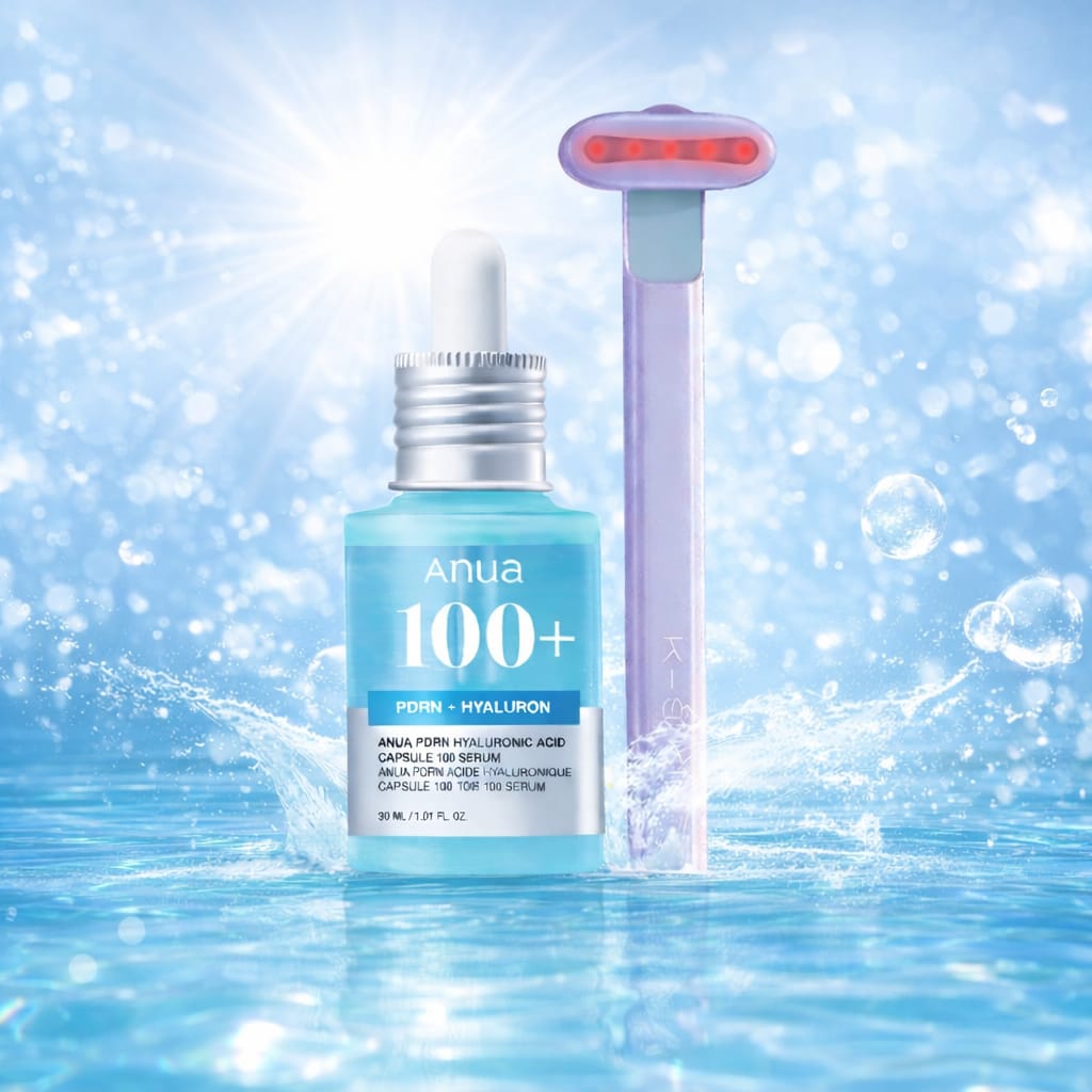 Pack: Masajeador Facial Skincare Luz LED Roja + Sérum Ultra Fluido Ácido Hialurónico 30ml K-SKIN