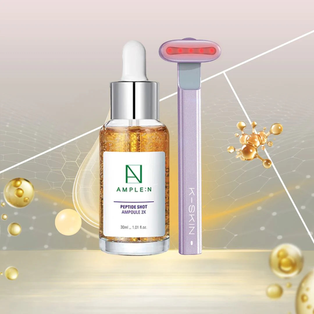 Pack: Masajeador Facial Skincare Luz LED Roja + Sérum Facial Antiedad Péptidos 30ml K-Skin