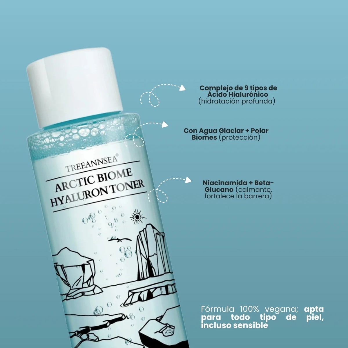TREEANNSEA Arctic Biome Hyaluron Toner 200 ml | Tónico Facial Hidratante Arumi Korean Cosmetics