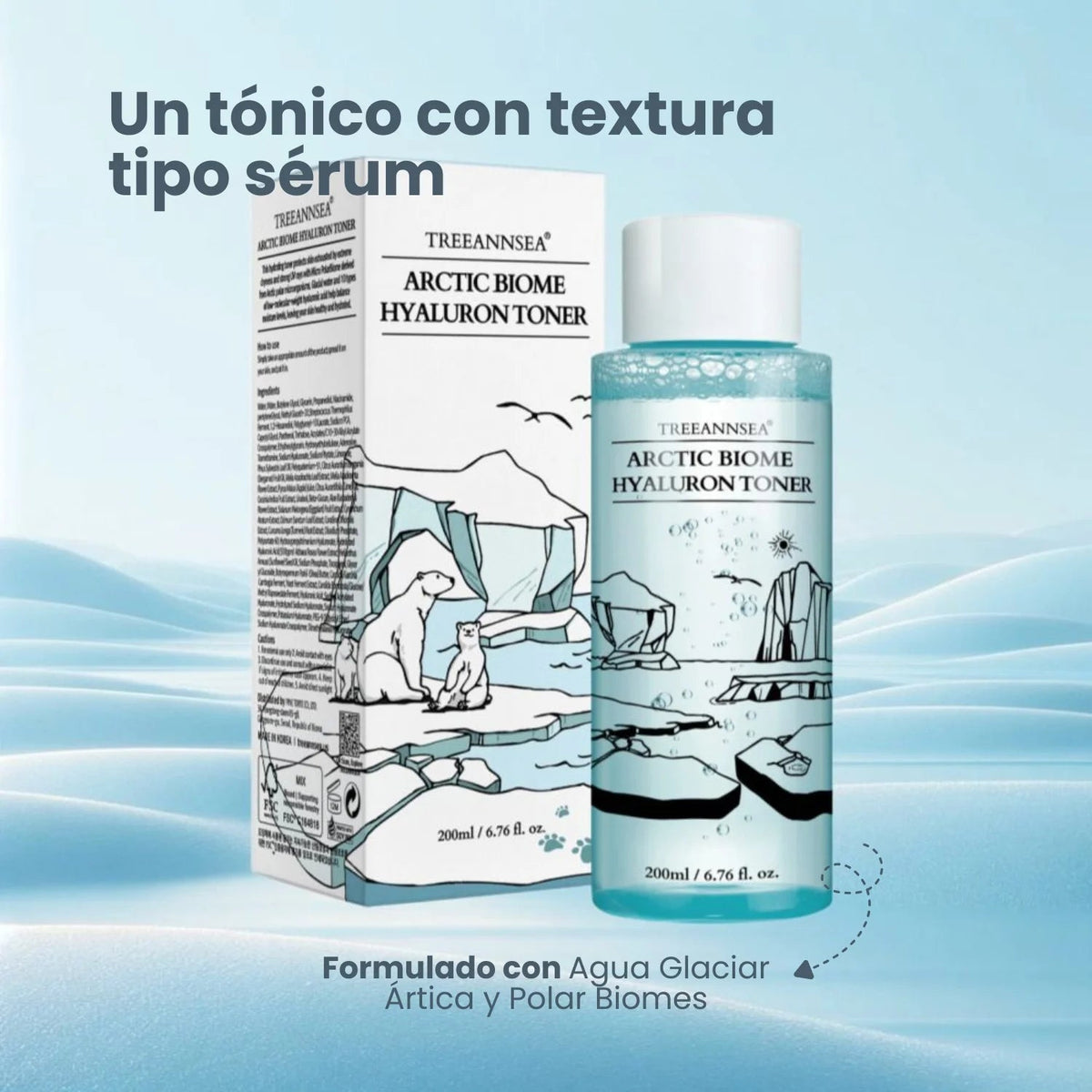 TREEANNSEA Arctic Biome Hyaluron Toner 200 ml | Tónico Facial Hidratante Arumi Korean Cosmetics