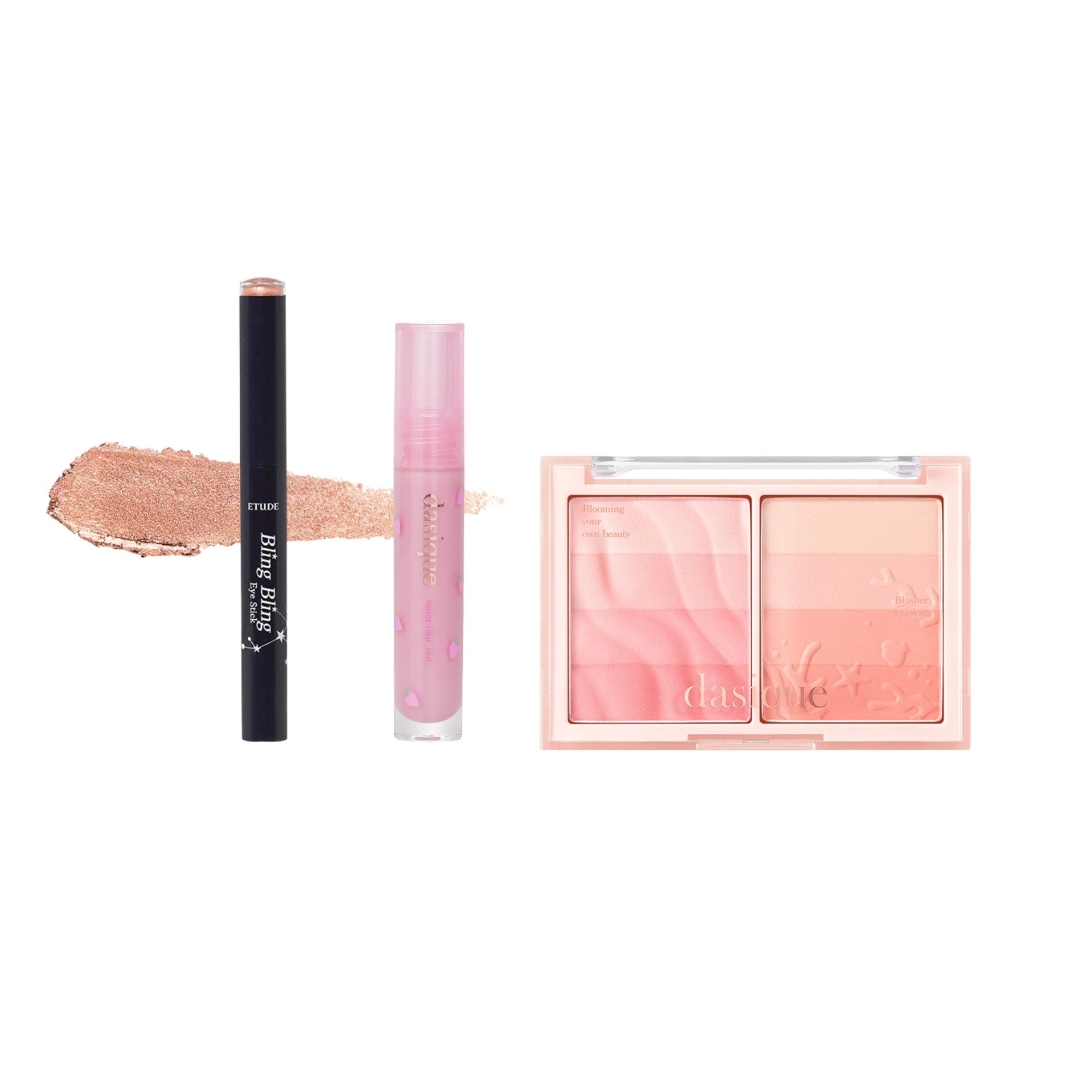 K-Beauty Sweet Summer Kit: Dasique Coral & Mauve + Etude Bling Stick Dasique