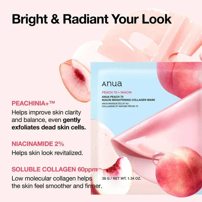 ANUA MASCARILLA PEACH 70 NIACIN BRIGHTENING COLLAGEN MASK ANUA